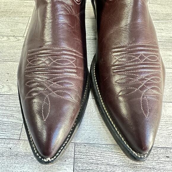 Nocona Boots Brown Burgandy Leather Cowboy Men’s Sz 10 Pointed Toe Made USA - Picture 10 of 15